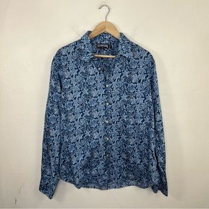 VILEBREQUIN Blue Floral Hawaiian Button Down Shirt Size XL